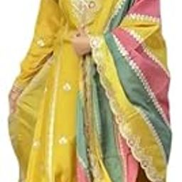 Women's Georgette Solid Kurti With Palazzo And Dupatta Set (Small_50_AR_Yellow)-image-78