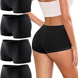 Womens Boyshorts Underwear Seamless Boxer Briefs Full Coverage Soft Stretch Boxer Shorts for Women 4 Pack-image-90