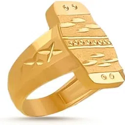 saizen Bold and Rugged Gold Plated Ring for Men & Boys Unique Texture Design-picture-1
