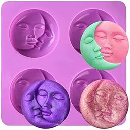 Radiance Store Sun & Moon Soaps Molds I Silicone Round Shape Mould I 3D Cake Decor Tools I for Homemade Lotion Bar, Bath Bombs, Polymer Clay, DIY Candle Resin Making Craft Art - 4 Cavity-picture-16
