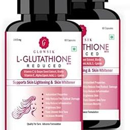 Glowsik Glutathione 1000 mg Capsules for Skin Health with Vitamin C & E, L-Glutathione, Grape Seed and Alpha Lipoic Acid for Support Skin Health- 60 Capsules Pack of 2-20