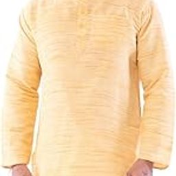 Men's Khadie Cotton Relaxed Kurta - Yellow Color-image-61