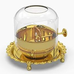 Divine Season Pure Brass Akhand Jyot Diya with Adjustable Bati Knob, Wick Lifting Screw Lever & Glass Cover-image-68