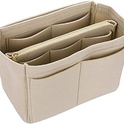 TAME Purse Organizer, Felt Bag Organizer for Tote & Purse, Purse Organizer Insert for Handbags With Zipper, Felt Bag Insert Organizer Bag In Bag Organizer (beige)-image-39