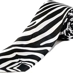 blacksmith Men's Satin Zebra Design Tie (Black & White, Free Size)-picture-25