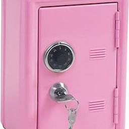 Kid Safe Piggy Bank, Metal Safe with Key, Money Saving Box for Children, Boys Girls Best Gift (Pink - Rectangular)-picture-12