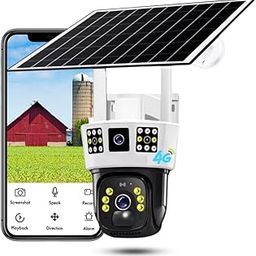 Outdoor Camera, Weatherproof, 2 Way Talk, Motion Detect, Supports SD Card Up to 256 GB Use for Factories,Farms,etc | 8Mp Solar 4G SIM Support Pan & Tilt Zoom Dual Lens CCTV Camera-54