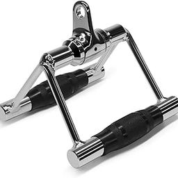 Body Strength D-Shaped/Rowing Pull Down Cable Machine Attachment Bar with Non-Slip Rubber Handgrips for Multi-Exerciser Weight Lifting, Sholder, Back, Chest (Solid Steel, 6.5")-image-38
