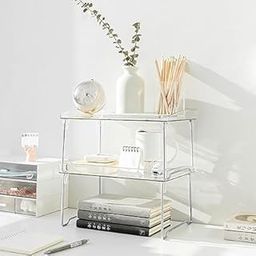 PUNJAN Stackable Shelves for Cabinets & Countertop - Storage Shelf Organizer Stand Racks- Foldable Shelves for Undersink, Kitchen Cabinets, Pantry, Countertops, Clear Plastic/Metal (2)-picture-14