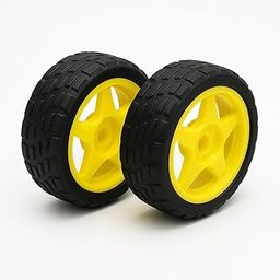 BO Motor Robot Car Wheel Pair 65mm Diameter Yellow Hub Black Rubber Tire for Rduino UNO DIY Robotics Chassis Smart Car Kit Pack of 2-image-88