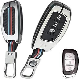 SELLWIZE Metal Silicon Key Cover Compatible with Hyundai i20, Creta, Venue, Tucson, Alcazar, Verna, Xcent, Aura, Elantra 3 Button Smart Key Special Feature Visibilitye in low-ligh Condition-picture-22