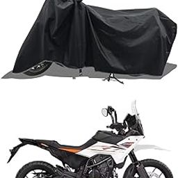 ROMEIZ - Two Wheeler - Bike Cover for 2025 KTM 250 Adventure Bike Cover with Water-Resistant and Dust Proof Premium 190T Fabric_Entire Black-image-82