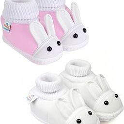 6 To 12 Months Baby Boys & Girls Pack of 2 Pair Cotton Rabbit Booties -SK147andBT2152-image-84