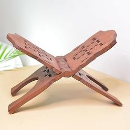 SRIMAA VENTURES Wooden Hand Carved Holy Book Stand for Quran, Bible, Gita for Reading Rehal Stand 13inch-image-44