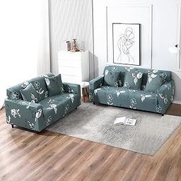 HOKIPO Printed 5 Seater Fully Covered Sofa Cover in 3 Seater and 2 Seater Configuration, Smokey Grey (AR-4094-D16 + AR-4095-D16)-image-12