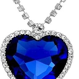 Valentine Gifts for Girlfriend/Wife Jewellery Crystal Heart Titanic Necklace for Girls Fashion Pendant Necklace Jewellery for Girls and Women-image-2