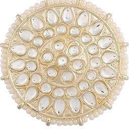 18k Gold Plated Traditional Kundan & Pearl Studded Adjustable Finger Ring for Women (FL209)-10