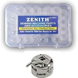Zenith Combo 50 Plastic Sewing Machine Bobbins and 1 Bobbin Case, Clear - Set of 50 Pieces + 1 Bobbin Case (Steel and Transparent)-image-55