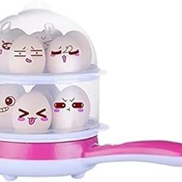 FIROFFY Multifunction 2-in-1 Electric Egg Boiler & Non-Stick Frying Pan Double-Layer Cooker for 14 Hard-Boiled Eggs Rapid Egg Steamer with Auto Shut-Off & Transparent Lid (1pcs)-24