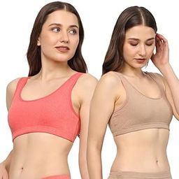 Cotton Sports Bra Combo Sets for Women Trendy Designs Comfortable Bra for Girl Stylish and Lightweight Bra for Women (Brown-Pink)-image-101