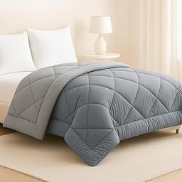 BSB HOME Luxury Reversible Comforter Single Size | Dual Color Soft Quilt for AC Room | Winter & Summer | Rainy Season Plush Microfiber | Solid Color Comforter – 60x90 Inches, Light Grey-image-69