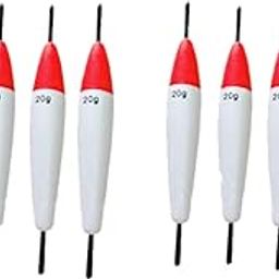 Hope Kart Cylindrical Fishing Float Floater Set Bobbers with Sticks Tackle Lure Floats Styrofoam, Red White, 20 Grams, 11 cm Long, Pack of 10-picture-13