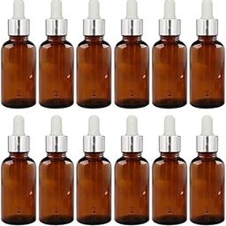 BihariBrothers® - 12 Psc 30ml Glass Bottle with Dropper + Glass Pipette Silver Cap (Amber 30 ML - 12 Pieces)-picture-21