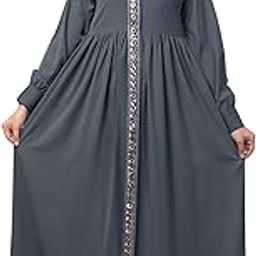 Women's Front Open Abaya Dress with Lace Work at front and on Sleeves- Fashionable Burqa for Ladies and Girls-2
