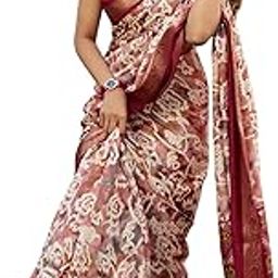 Women's Cotton Silk Batik Printed Weaving Border Saree with Unstitched Blouse Piece-picture-15