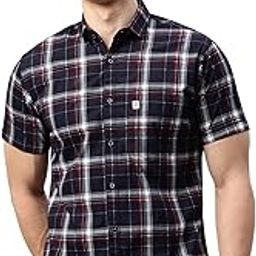 Slim Fit Short Sleeve Checked Pure Cotton Casual Shirt-image-40