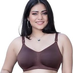 Riza Superfit Women's Non Wired Non Padded Dual Layered Premium Fabric Bra Available in D/E/F Cups, Available in Rose Gold/Dove/Ebony/Sapphire & Ruby Color-picture-2