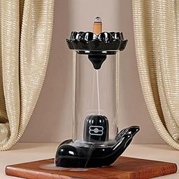 PROSPERRO LUMO Back Flow Shiv-ling Shaped Ceramic and Glass Incense Holder Burner with 10 Back Flow Incense Cones || Aromatherapy || Ornament Home Decor-image-75