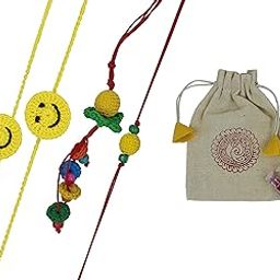 Handmade Embroidery Crochet Rakhi for Bhai/Bhabhi with Roli Chawal-image-9