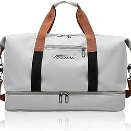 gustave 28L Fashion Gym Bag For Men, Capacity, Waterproof Oxford Cloth, With Shoe Compartment, Reinforced Handle & Adjustable Shoulder Strap, Ideal For Fitness, Travel, Outdoors - Grey-picture-39