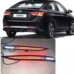 DDA ENTERPRISES REAR REFLECTOR LED BREAKE LIGHT MATRIX +SCANING BACK COMPATIBLE VERNA 2020-2022 SMOKE SET OF 2PCS WITH FOURS WIRING (ALPHA)-0
