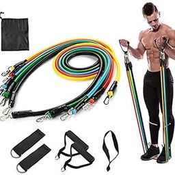 DFIT Set of 11 Resistance Tube Exercise Kit with Handles, Ankle Strap and Bag, Set of 5 Resistance Tubes for Exercise, Stretching and Workout Toning for Men, Women (Multicolor)-29