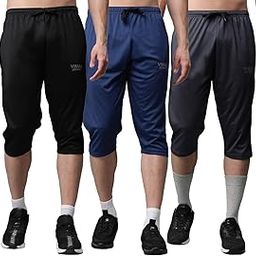 Dryfit Lycra Solid 3/4th Capri for Men (Pack of 3)-Dryfit_D13_BLK_BLU_Gry_03-P-picture-4