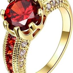Dazzling Imperial Red Austrian Crystal Gold Plated Ring for Women and Girls …-image-64
