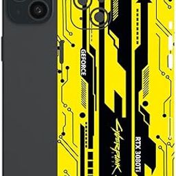 Compatible for iPhone 15 Plus - Mobile Back Skin Sticker - Lamination - Back Screen Guard Protector Film Wrap (Coverage - Back+Camera+Sides) (Design - Yellow Cyberpunk)-image-82