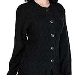 Women Woolen Long Coat Warm Fabric Cardigan Winter Wear Pure Wool Solid Sweater For Women 100% Rainbow Wool Free Size Cotty Fully Warm Cardigans With Side Pockets (3XL, BLACK)-image-17