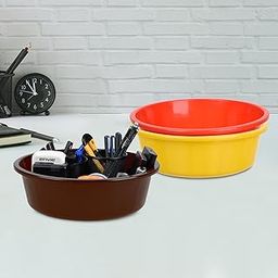 Pack of 3 Desk Organizer | Stationery Organizer | Multipurpose Organizer | Office Supplies for Pen-Pencil-Staplers | Desktop Organizer | 6 LTR | Yellow & Red & Brown-image-77