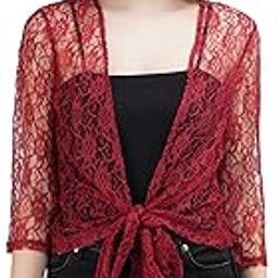 Women's Front Open Net Shrug with Tie Knot-1