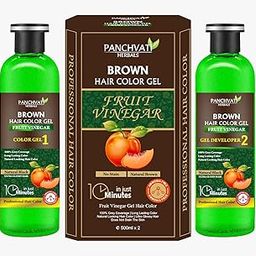 Panchvati Herbals Fruits Vinegar Brown Hair Color Gel | Ammonia Free | Long Lasting Color (500 ml × 2)-2