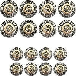 Ani Accessories® Antique Design Shank Button for Coat | Blazer | Suit | Sherwani and Indian Dresses | Sports Coat | 8 Big and 8 Small (Pack of 16)-9