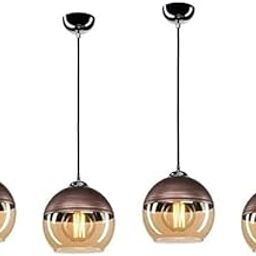 MFN Luster Doom Globe Shade Ceiling Hanging Pendant Light Lamp for Bedroom, Living Room(Metal, Glass) Pack of 4-picture-16