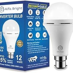 Alfa Bright Emergency rechargebal inverter bulb 12wt up to 4 HRS battery backup 4 hrs Bulb Emergency Light (White)-image-46