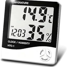 Digital Hygrometer Thermometer Humidity Meter With Clock LCD Display (HTC1)-0