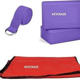 KEYCRAZE Yoga Cushion Knee Pad with Yoga Blocks and Belt - 20 mm Thick TPE Made Yoga Knee Elbow Pad | Extra Thick Exeriser Knee Pad (Yoga blocks Belt with Towel(Purple)-image-28