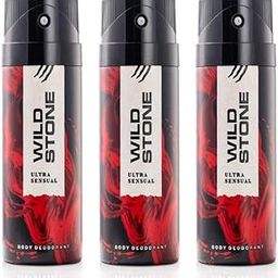 Wild Stone Ultra Sensual Long Lasting Masculine Deodorants, Body Spray for Men, Pack of 3 (225 ml Each)-24