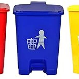 Dhwani Enterprise Plastic Pedal Dustbin Biomedical waste bins for hospitals Set of 3 Red-Blue-Yellow | 10 LTR WITH CHECK DUSTER CLOTH FREE-image-41